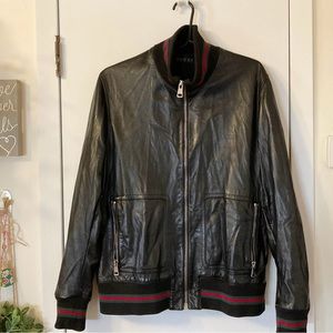 GUCCI Black Lamb Leather Bomber Jacket MEN Size 58